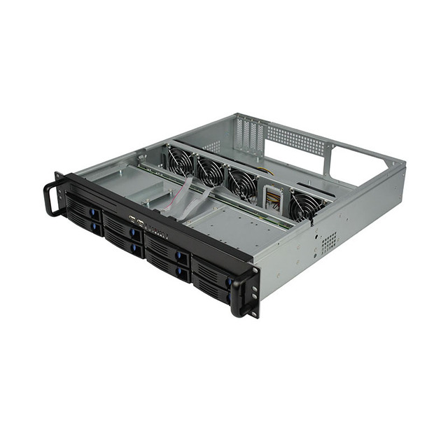 Manufacturer R248-8 2U Rack Mount Steel Server Chassis Hot Swap 12" X 9.6" ATX Case 8 HDD Bay 4 PCIe Slots 3*8025 Fan Stock