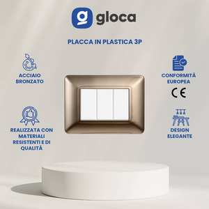 Interruptor de Pared Gloca de 3 Vías, Plástico, Bronce y Acero, Resistente para Uso Doméstico - Product Image 3