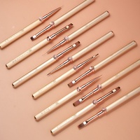 Ensemble de pinceaux à ongles professionnels pour salon de manucure, en nylon et plastique, avec manche métallique, pour dégradé, mélange de couleurs, liner et gel