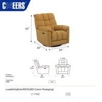Fauteuil inclinable électrique pivotant sans accoudoirs MANWAH CHEERS, en tissu imperméable, rotation libre, siège individuel, fauteuil de salon