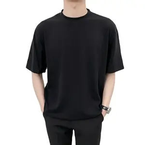 Camiseta de algodón personalizada para hombre, camisa de manga corta con cuello falso y hombros descubiertos, de alta calidad