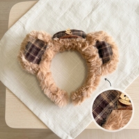 Serre-tête coréen en peluche de coton avec oreilles d'ours mignonnes, fait main, haute qualité, couleur et style personnalisables