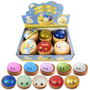 Jouets sensoriels anti-stress en pâte à dim sum, pâte à dumplings scintillante arc-en-ciel, pâte à presser douce et mystérieuse avec boîte de cuisson vapeur - Product Image 1