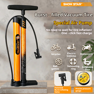 Pompe à air haute pression à double cylindre avec manomètre et poignée ergonomique pour pneus de voiture, moto, vélo et scooter - Product Image 2