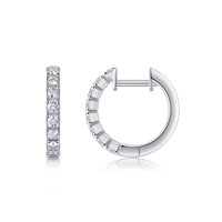 Boucles d'oreilles créoles en argent sterling 925 avec moissanite taille brillant rond pour femme, serties à griffes, couleur D, pureté VVS1, effet diamant