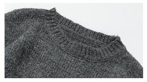 Pull en tricot bouclé sans couture pour homme, respirant, épais, fil texturé haut de gamme, pelucheux, col volumineux, silhouette minimaliste, automne - Product Image 4