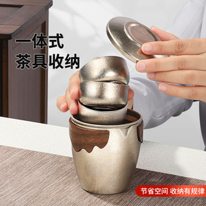 Pure Titanium Travel <b>Tea</b> <b>Set</b> 1 Pot 3 Cups Lightweight Outdoor Kung Fu <b>Tea</b> Brewing <b>Set</b> - Product Image 4