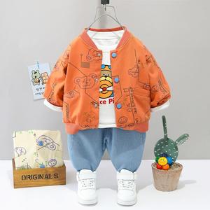 Conjunto de Primavera para Bebê Novo, <span class=keywords><strong>1</strong></span>-4 Anos, Menino, Três Peças, Roupas de Primavera e Outono com Estampa de Desenho Animado - Product Image 2