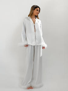 <span class=keywords><strong>Pijama</strong></span> <span class=keywords><strong>de</strong></span> poliéster para mujer, conjunto largo con <span class=keywords><strong>piel</strong></span> sintética, Conjunto <span class=keywords><strong>de</strong></span> <span class=keywords><strong>pijama</strong></span> <span class=keywords><strong>de</strong></span> verano súper suave - Product Image 2