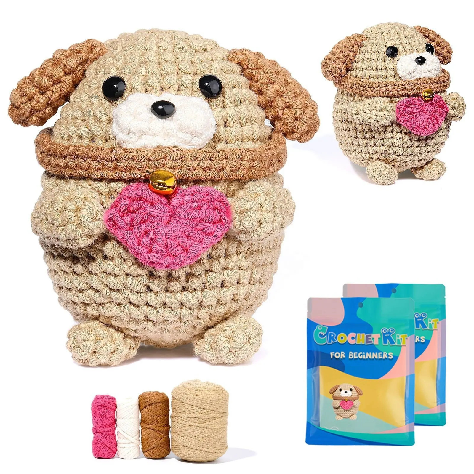 Filati di animali personalizzati facili da fare per imparare cani lavorati a maglia in lana fai da te animali con istruzioni in inglese Kit Video Crochet per principianti