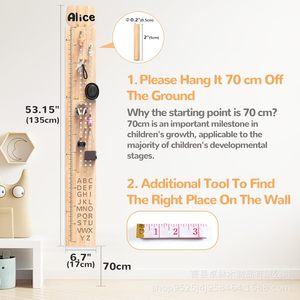 Toise murale en bois transfrontalière pour enfants, ruban à mesurer mobile, cadeau pour enfants - Product Image 4
