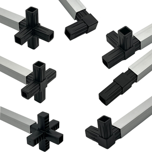 Connecteur de tube carré en plastique Connexion à angle droit Extrémités de tube en plastique Connecteur d'angle 2 voies 3 voies 4 voies 5 voies pour tube en aluminium - Product Image 2