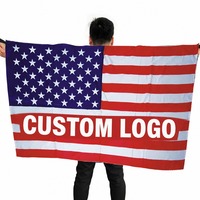 Drapeau promotionnel personnalisé avec logo, 3x5 pieds, drapeau national, mât en fibre de verre, capot, vente en gros, pas cher, football mondial, USA, américain