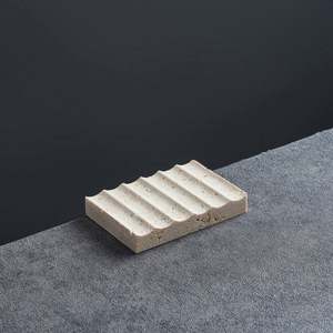 Porte-savon en marbre véritable naturel, lisse, écologique, imperméable, porte-éponge faciale, plateau pour éponge de maquillage avec trou de drainage - Product Image 6