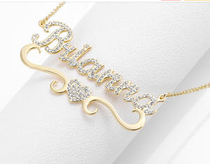 Collier en acier inoxydable avec nom d'Europe et d'Amérique Collier en diamant personnalisé Collier plaqué avec nom en or pour cadeau de bijouterie pour femmes - Product Image 6