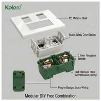 Plaque de prise murale modulaire OEM personnalisée Kolani 120, avec ports RJ45 Cat6 LAN, TV, USB A+C et prise universelle pour projets hôteliers