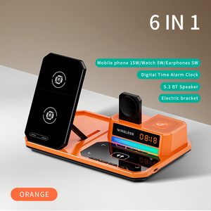 2025 nouveau support téléphone populaire multifonctionnel <span class=keywords><strong>6</strong></span> en 1 chargeur <span class=keywords><strong>sans</strong></span> <span class=keywords><strong>fil</strong></span> <span class=keywords><strong>charge</strong></span> rapide Dock support bureau avec veilleuse - Product Image 5
