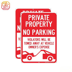 Señal de Prohibido Estacionar <span class=keywords><strong>para</strong></span> Propiedad Privada, Cumple con las Normas del Sudeste Asiático - Señal de Advertencia de Remolque Reflectante de Aluminio <span class=keywords><strong>para</strong></span> Zonas Residenciales - Product Image 1