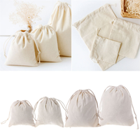 Sacs à cordon en toile recyclée blanc beige personnalisables, réutilisables avec option logo