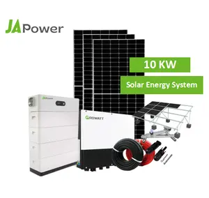 Japower Complete House 10kw ระบบพลังงานแสงอาทิตย์ไฮบริด3เฟส10kw ระบบพลังงานแสงอาทิตย์ Pv พร้อมแบตเตอรี่สำรอง