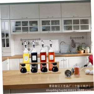 Wooden kitchen storage rack, countertop spice bottle holder, multi-functional wine glass rack, bottle and jar condiment rack. - Product Image 3