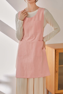 Hairdresser <strong>Apron</strong> Pink Pinafore <strong>Smock</strong> Linen <strong>Apron</strong> <strong>with</strong> <strong>Pockets</strong> Plus Size <strong>Aprons</strong> for Women