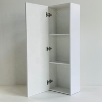 Meuble de salle de bain suspendu PTB Modern Block Panel Satin Blanc Certifié FSC 18mm avec lavabo, miroir LED et armoire