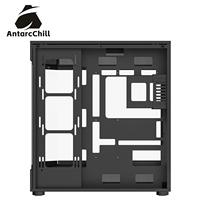 AntarcChill Black Full Tower Tempered Glass ARGB Case with Panoramic Side Panel ATX 360mm AIO USB3.0 Type-C Dual Chamber Design