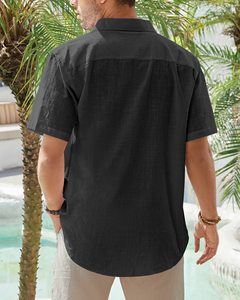 Camicia estiva <span class=keywords><strong>con</strong></span> camicia da <span class=keywords><strong>uomo</strong></span> in cotone e lino a maniche corte Casual <span class=keywords><strong>con</strong></span> bottoni leggeri - Product Image 2