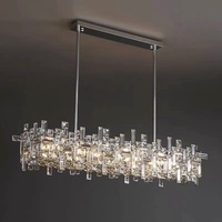 Lustre LED en cristal de luxe, lampes suspendues pour restaurant et chambre à coucher, design moderne français carré et rectangulaire, éclairage pour salon