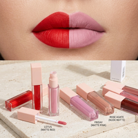 Lot de rouges à lèvres liquides mats imperméables en gros, marque privée, sans cruauté, haute pigmentation, gloss velours, logo personnalisé
