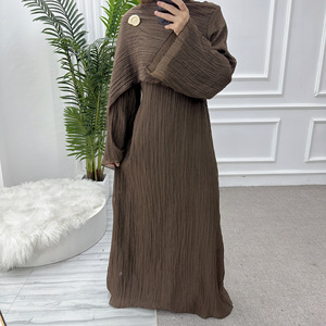 Robe Abaya Modeste en Lin pour Femme, Manches Longues, Couleur Unie, Col Rond, Coupe Ample, Toutes Saisons, Style Moyen-Orient, Usage Quotidien - Product Image 5