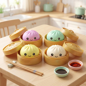 Dumpling Squishy Squeeze Toys Smile Face Dumpling Anti-Stress Ball Soft <b>Fidget</b> Mystery Squishy Tabas Bun Slow Rebound Sqush Toys - Product Image 3