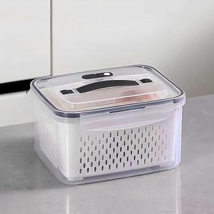 Set di Contenitori per Alimenti in Plastica di Grado Alimentare con Cestello di Drenaggio e Manico, Scatole Sigillate in PP per Mantenere la Freschezza - Product Image 1