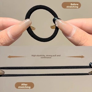 Lot de 20 élastiques à cheveux en tissu, sans couture, très élastiques, durables, noirs, non-dommageables pour queues de cheval, pour femmes - Product Image 5