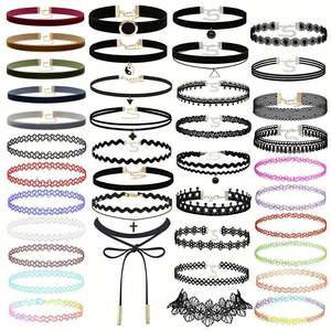 Collar de clavícula de diseño simple al por mayor, 12 unidades/juego, collar elástico de alambre de pescado, collar de plástico con diseño de tatuaje - Product Image 6