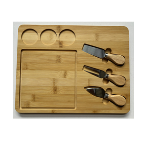 ZB Custom Bamboo Cheese Serving and Cutting Board Set Wood Plate Board for <b>Kitchen</b> for Chopping Food Serving - Product Image 2