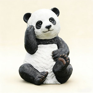 Playful Panda <b>Figurine</b> Set Durable Weatherproof Fiberglass Outdoor Dining & <b>Garden</b> Art for Family-Friendly Spaces - Product Image 1