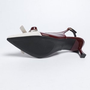 T925 Chaussures à talons hauts rouge bordeaux très vendues pour l'exportation, nouvelles sandales sexy à bout pointu, talon fin et bouche peu profonde - Product Image 6