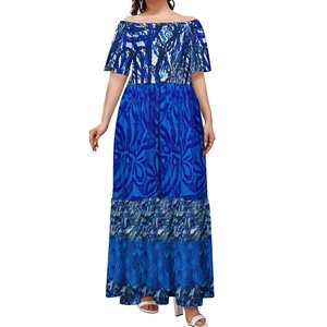 Top monospalla a maniche corte con motivo tribale samoano polinesiano Tie-Dye con abito <span class=keywords><strong>plissettato</strong></span> in poliestere a maglia larga - Product Image 3