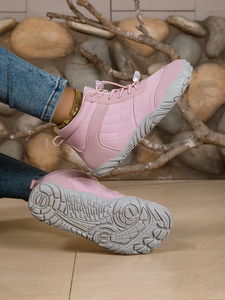 Scarpe da trekking minimaliste rosa da <span class=keywords><strong>donna</strong></span>, a taglio medio, leggere, con allacciatura rapida, punta larga, antiscivolo, per trail walking. - Product Image 2