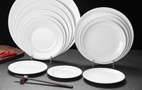 Assiette de service en mélamine blanche, plat de buffet commercial, durable, poli, écologique, compatible lave-vaisselle, vaisselle personnalisée pour les fêtes