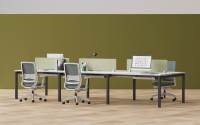 Cloison modulaire ouverte moderne personnalisée, bureau d'ordinateur stable, gestion des câbles pour poste de travail de personnel de bureau pour 6 personnes