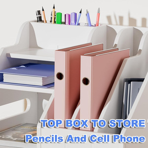 OY-PVC Double <b>Drawer</b> File Holder With <b>Drawers</b> 3 Floors Desktop Storage Organizer For Office Document Management - Product Image 3