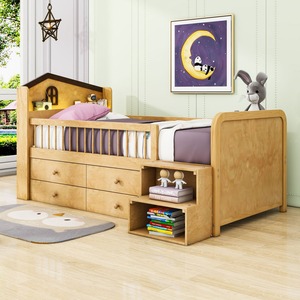 Двухъярусная кровать из сосны с 4 ящиками, полными бортиками, закругленными краями – современный дизайн, экологичная, прочная, безопасная для детей, для спальни - Product Image 3