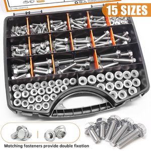 304 Stainless Steel Flange Bolt Nut Set 244Pcs M-166-244PCS Grade 8.8 A2-70 Standard Use - Product Image 1