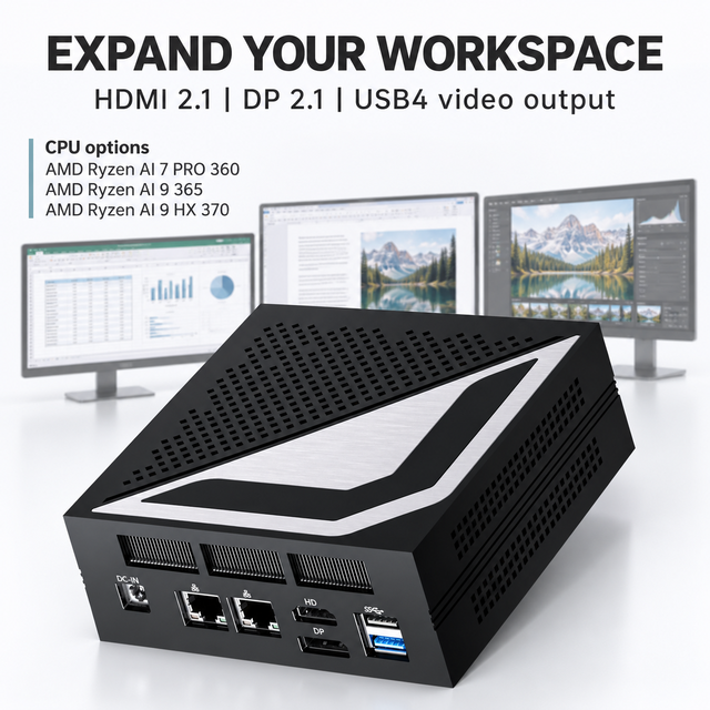 New Arrival OpenClaw AMD AI9 HX370 Mini Computer NPU 80TOPS 64GB DDR5 2TB NVME 4.0 WIFI7 Win11 Pro Gaminig PC