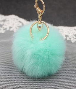 Stock Wholesale Imitation Rex Rabbit Fur Ball Keychain 8cm Plush Pom Pom Fluffy for Women <b>Purse</b> Handbag Bag Pendant DIY Crafts - Product Image 3