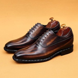 Korean-Style Fashionable Casual Leather Shoes Low-<b>Heel</b> <b>Men's</b> Distressed Leather Oxfords Genuine Cowhide Large Sizes Vintage - Product Image 3