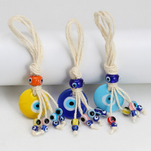 Kingcome, nueva cuerda trenzada, colgante de ojo del <span class=keywords><strong>diablo</strong></span>, ojos azules de pavo, amarillo, blanco, ojos malvados, colgante de cuerda de cáñamo - Product Image 2